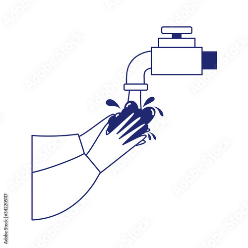 covid 19 coronavirus washing hands frequently isolated icon white background