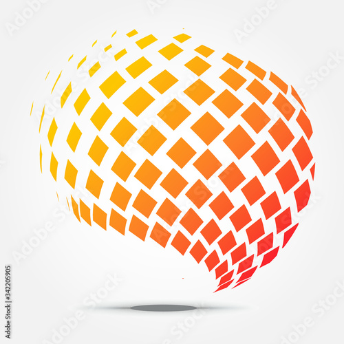 Globe Logo with 3D Geometric shape. Networking logo company, or global communication logo. isolated on white. Vector illustration EPS10. Design elements for your advertising flyer,