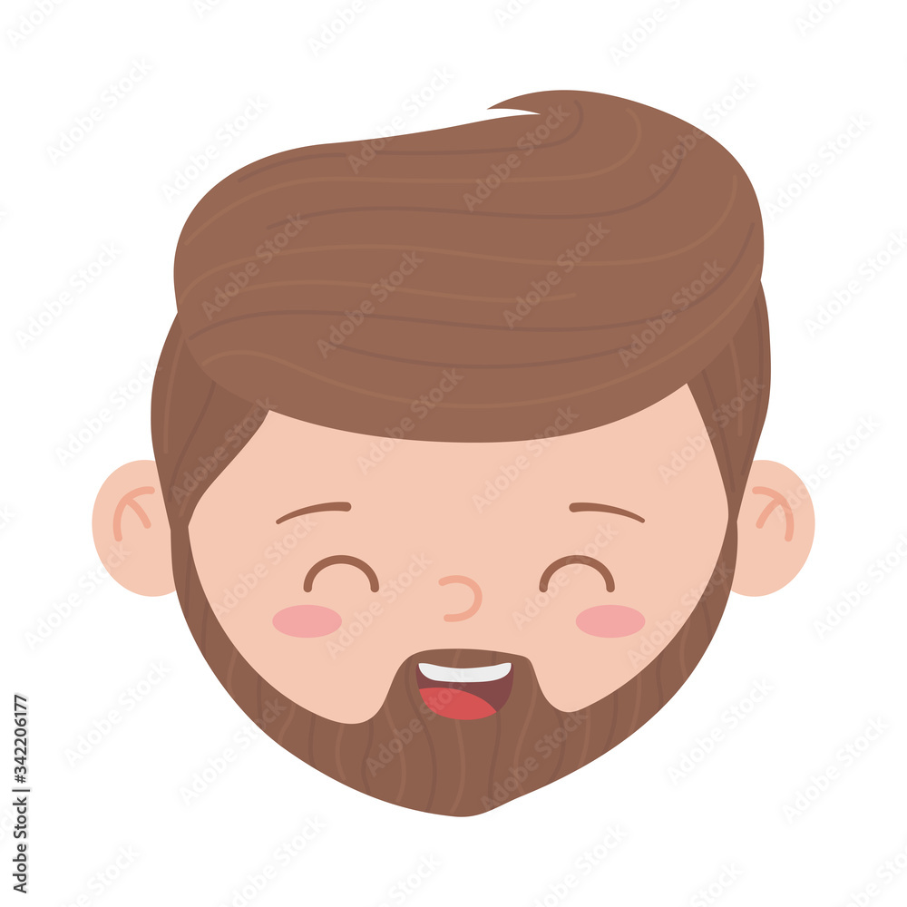 bearded man face character isolated icon white background bearded man face character isolated icon white background