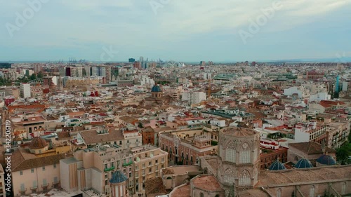Wallpaper Mural Amazing aerial shot of Valencia and close up of Basílica de la Mare de Déu dels Desemparats and Valencia Cathedral. Torontodigital.ca