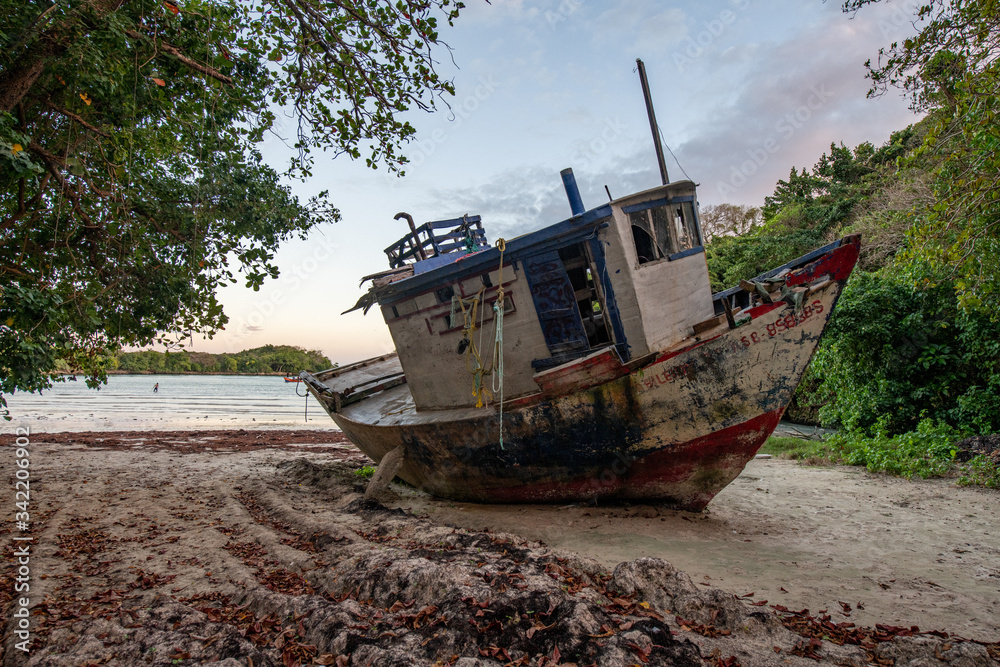 Old abandoned Ship in Diamond Beach, Cabrera, Dominican Republic