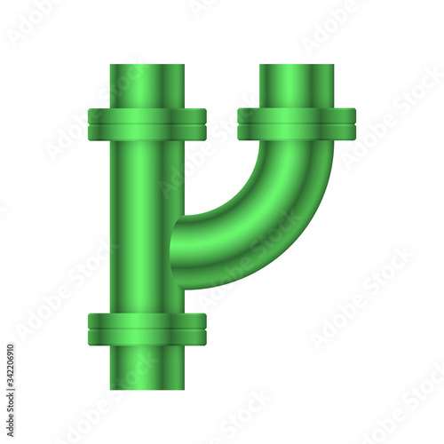 Pipe vector. Made from steel or metal connection by flange fitting fixing by screw and bolt. Part for pipeline construction to transportation oil and gas in industry, water in plumbing and irrigation.
