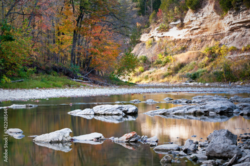 Autumn on the Vermilion River at Matthiessen State Park, LaSalle County, Illinois. photo