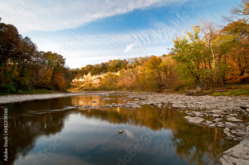 Fall color on the Vermillion River as it runs through Matthiessen State Park near Ottawa, Illinois. photo