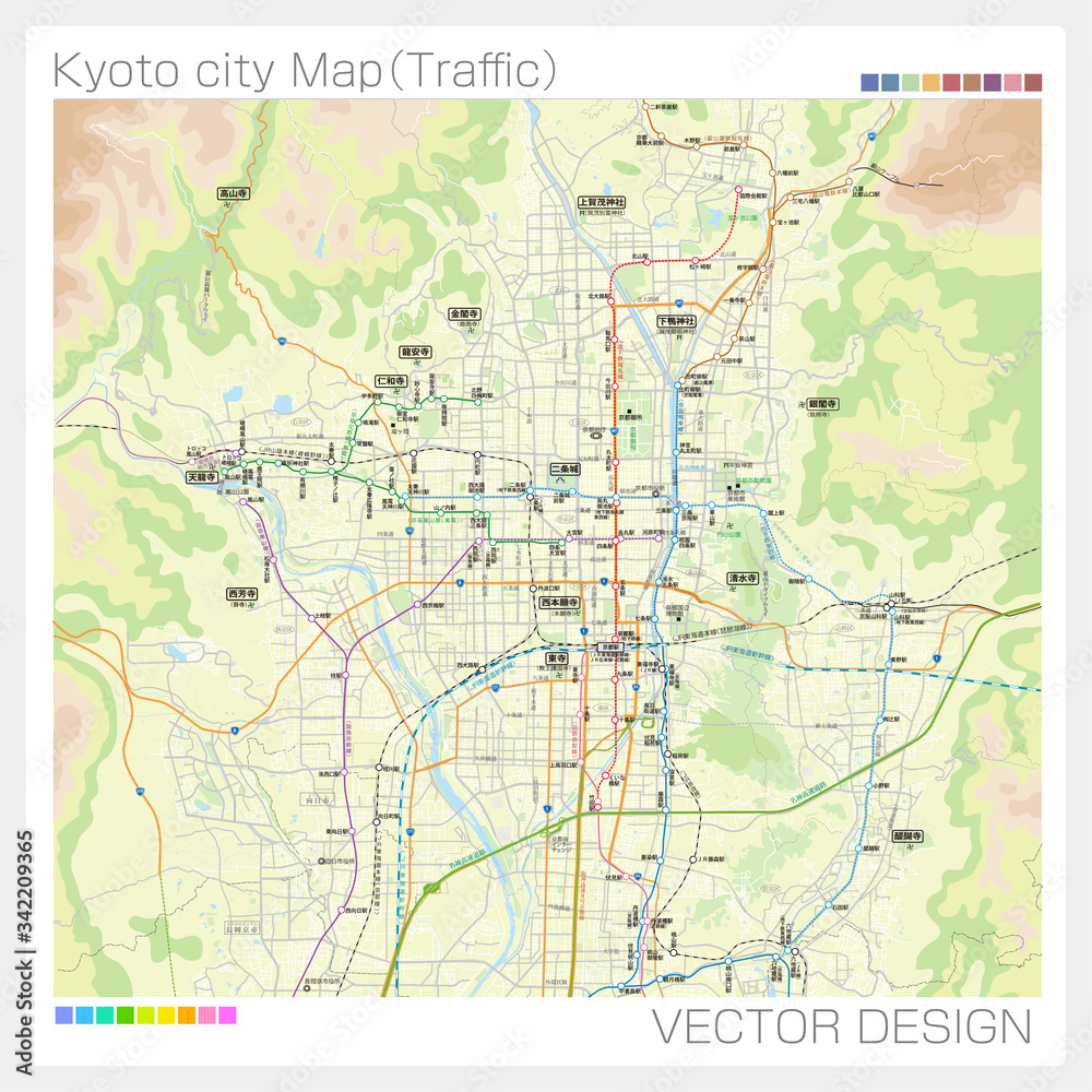 Obraz premium 京都市・市街地（交通アクセス）