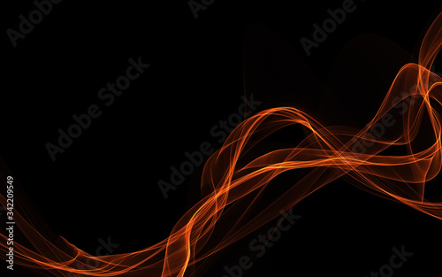 Dark abstract background with a glowing abstract waves © teerawit