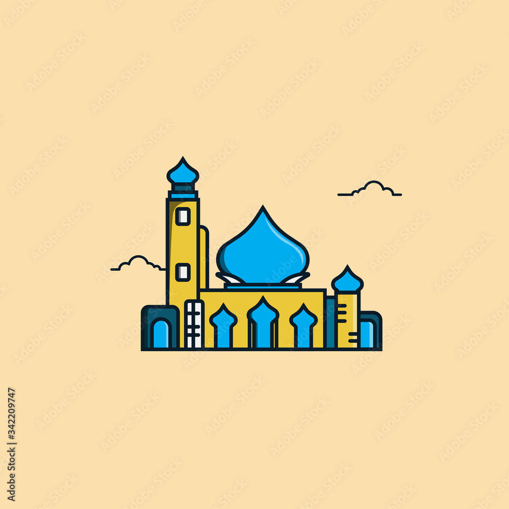Mosque vector illustration. Ramadhan kareem 
