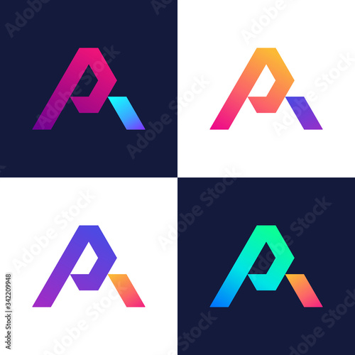 Letter PA  Logo Vector design Modern P A font colorful Typography template icon.
