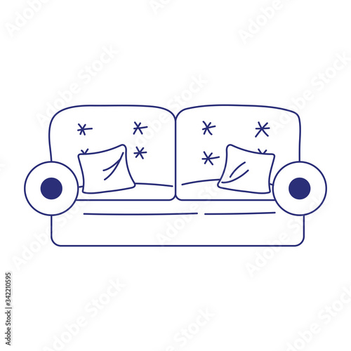 sofa and cushions furniture decoration isolated icon on white background