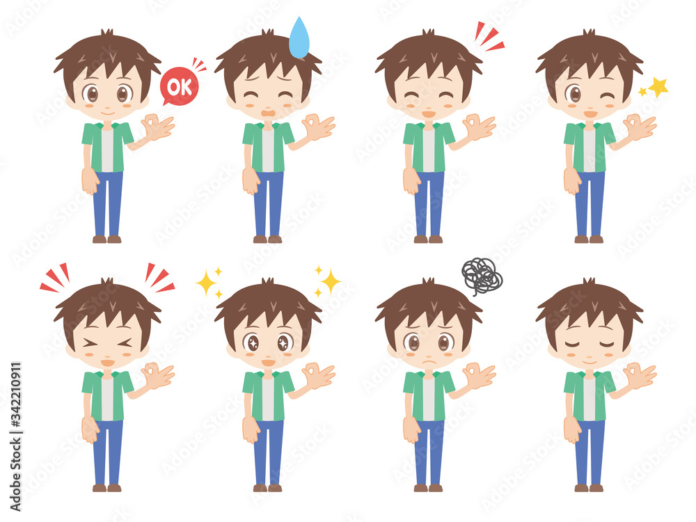 人物セット_OK_男性_グリーン 人物セット_OK_男性_グリーン
