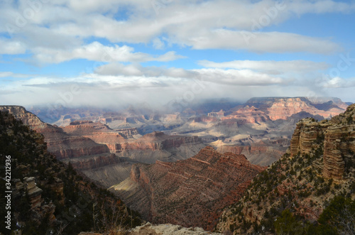 clouds move through grand canyon