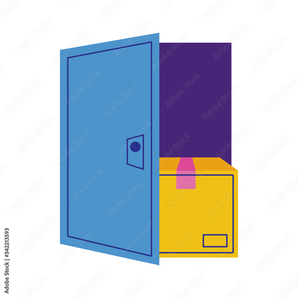 box carton in open door delivery service flat style box carton in open door delivery service flat style