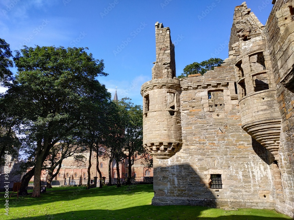 View one the ruins of Earl's Palace at Kirkwall, Scotland