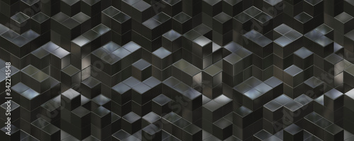 3d render random steel cube background