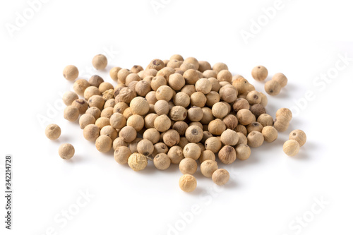 White pepper placed on a white background