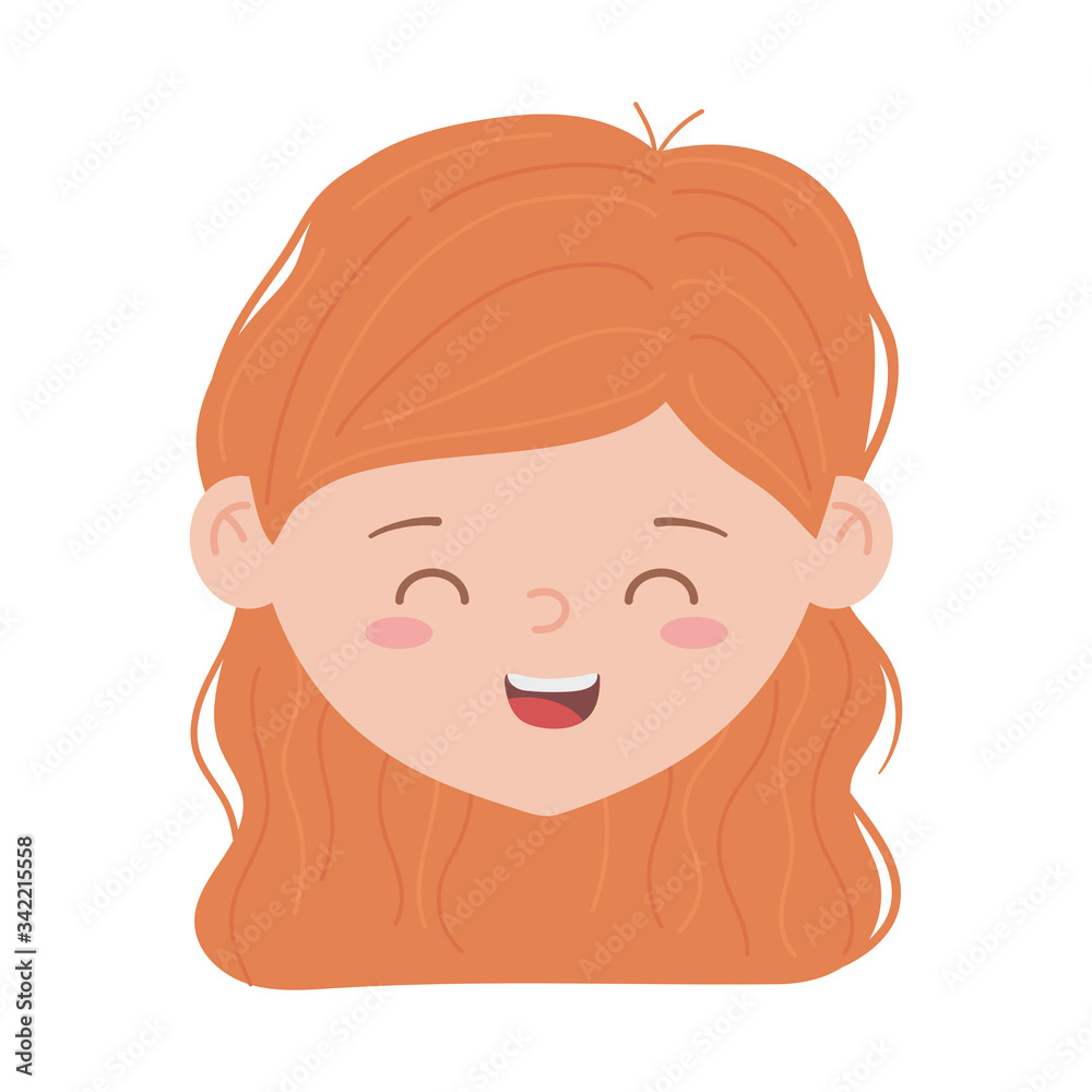 happy young woman face character isolated icon white background happy young woman face character isolated icon white background