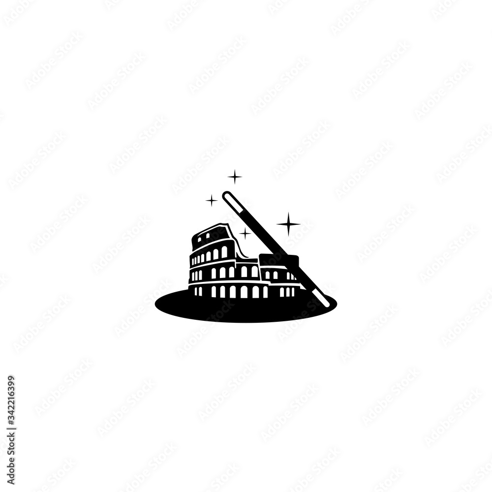Naklejka premium Magic colosseum with hat magician shaped