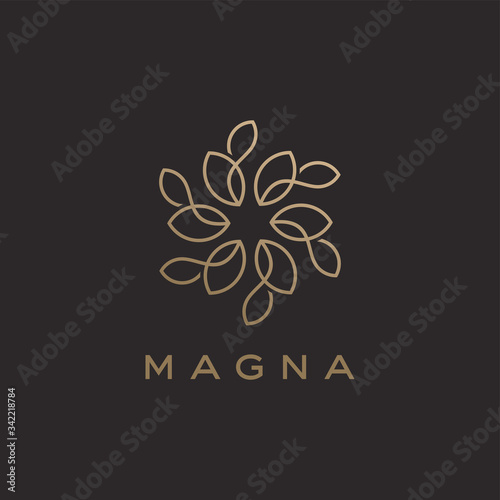 Abstract luxury linear trendy flower logo design template