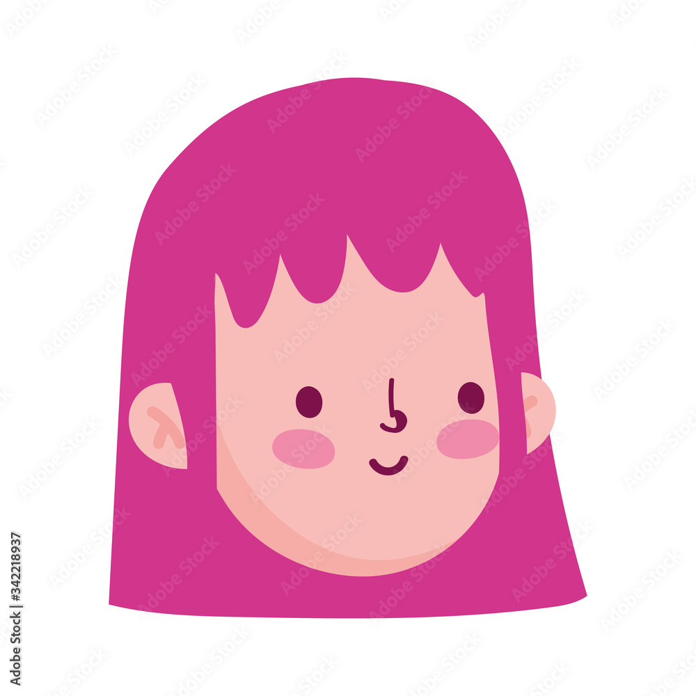 Fototapeta premium girl face cartoon character isolated icon white background