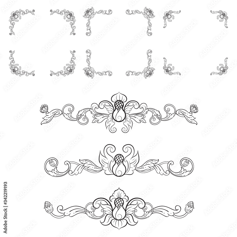 Classic Vitage Wedding Vector Ornaments frames Separator elements for Classic Vintage Wedding Invitation Hand Drawn Doodle