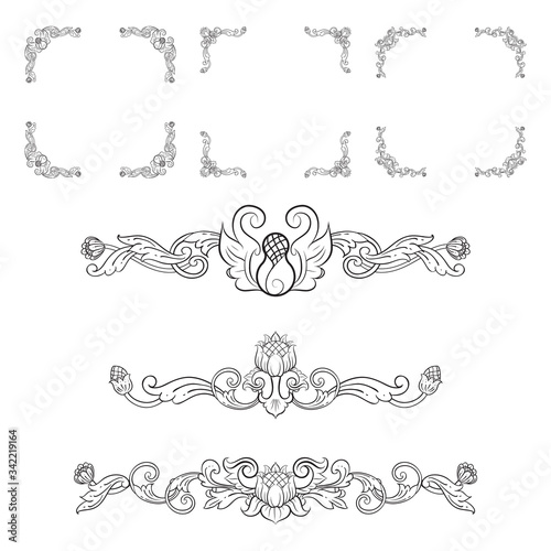 Classic Vitage Wedding Vector Ornaments frames Separator elements for Classic Vintage Wedding Invitation Hand Drawn Doodle