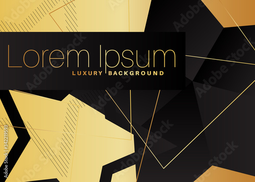 Minimalist premium exclusive background with stars. Vector luxury black and golden gradient geometric elements.