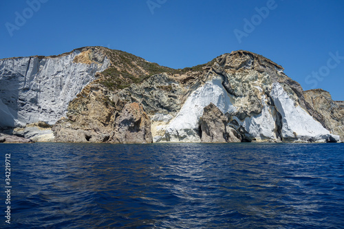 View of the rocky coast with white cliffs in Ponza island (Latina, Italy).