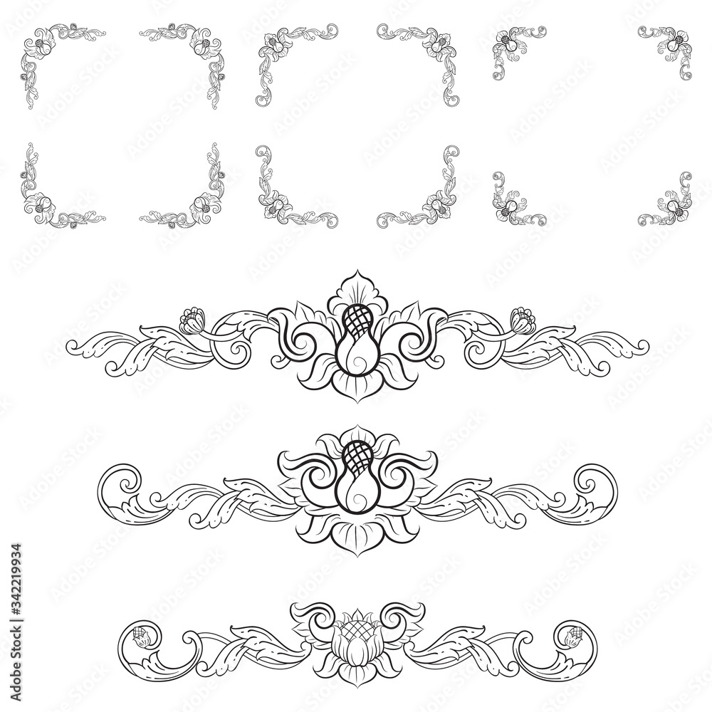 Classic Vitage Wedding Vector Ornaments frames Separator elements for Classic Vintage Wedding Invitation Hand Drawn Doodle