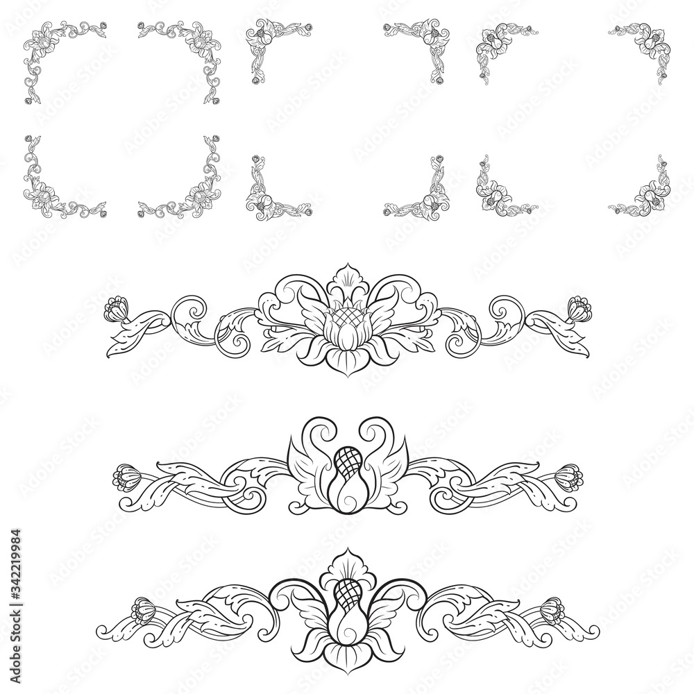 Classic Vitage Wedding Vector Ornaments frames Separator elements for Classic Vintage Wedding Invitation Hand Drawn Doodle