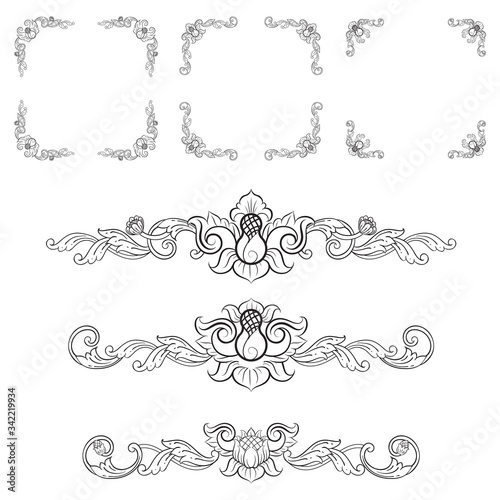 Classic Vitage Wedding Vector Ornaments frames Separator elements for Classic Vintage Wedding Invitation Hand Drawn Doodle