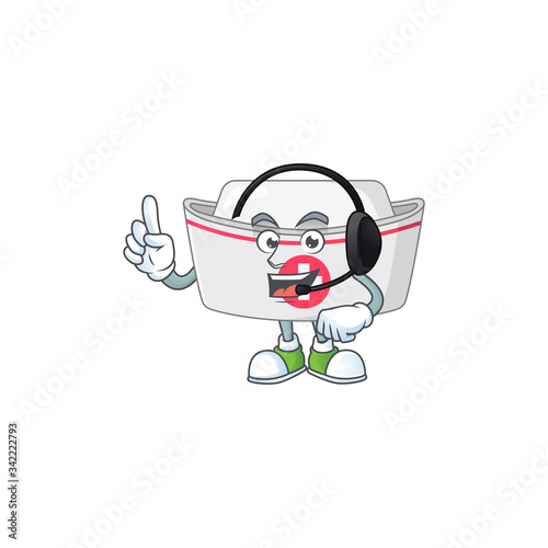 Nurse hat cartoon character style speaking on headphone © kongvector