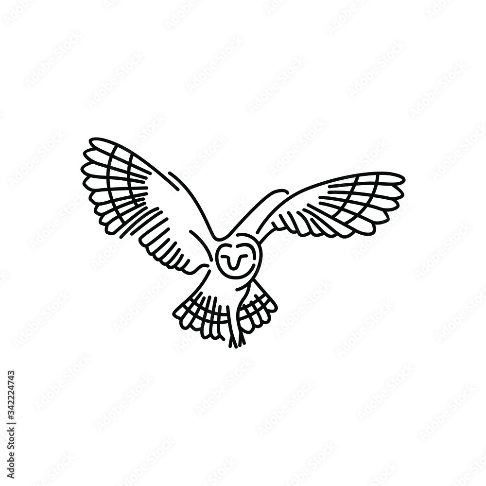 Fototapeta premium Owl line icon. Isolated on white background