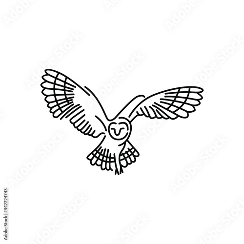 Owl line icon. Isolated on white background