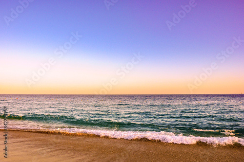 Waves Cashing on the Beach at Sunset