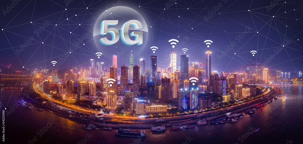 new generation of 5G telecommunication network concept 