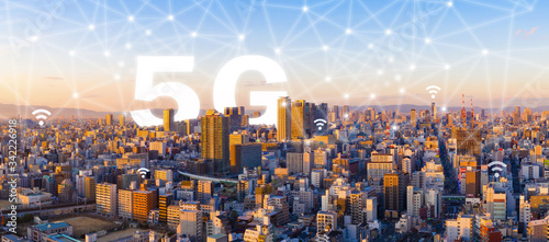 new generation of 5G telecommunication network concept 