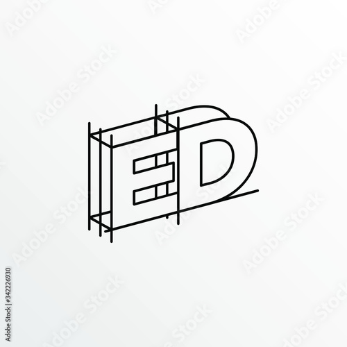 Initial Letter ED with Architecture Graphic Logo Design