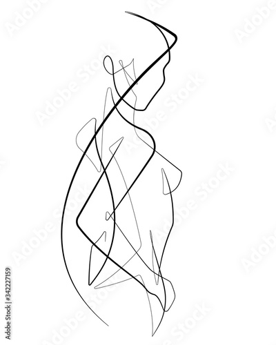 Woman One Continuous Line Abstract Vector Icon Graphic Drawing
