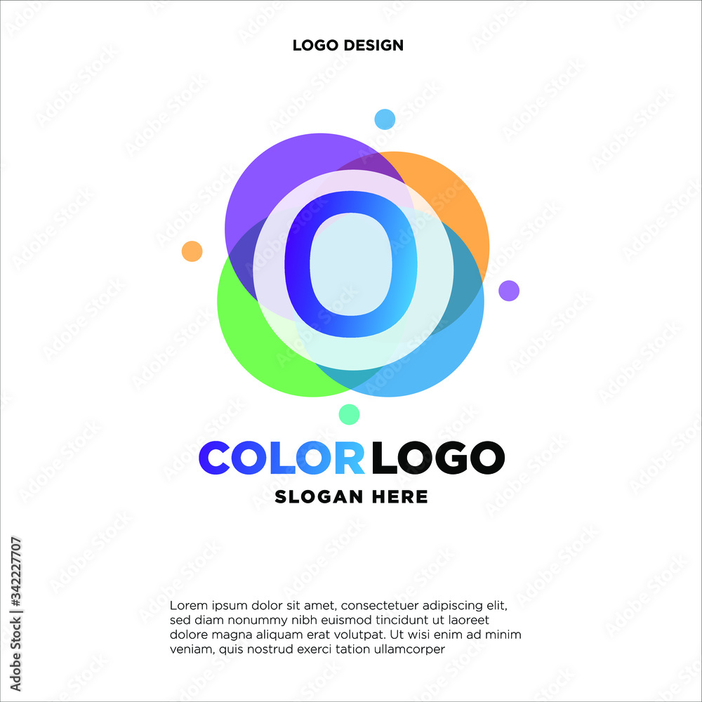full color creative pixel bubble letter O logo design