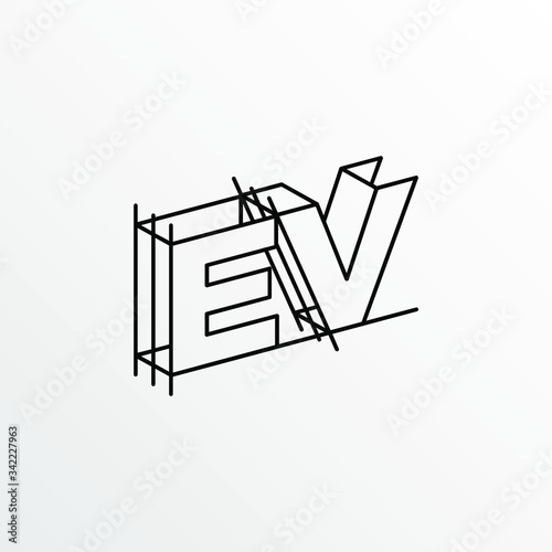 Initial Letter EV with Architecture Graphic Logo Design