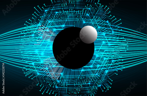 Blue eye cyber circuit future technology concept background