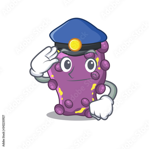 Police officer mascot design of shigella wearing a hat