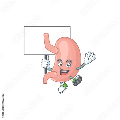 Sweet stomach cartoon character rise up a board