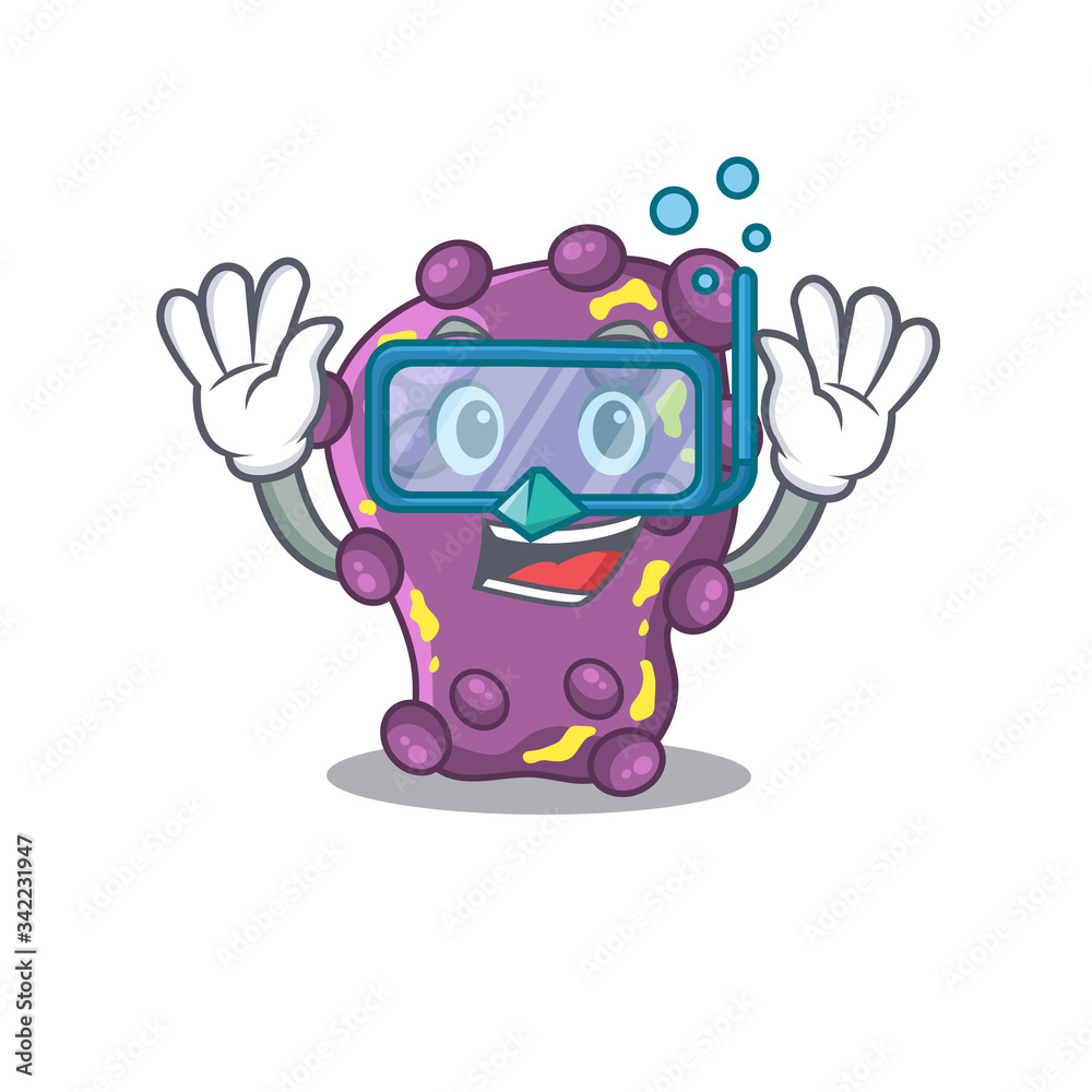Shigella mascot design concept wearing diving glasses Shigella mascot design concept wearing diving glasses