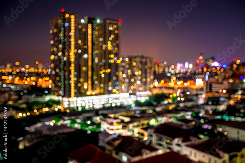 Blurred abstract background of light lines from the capital s residences in condominiums offices  street lights from shopping malls  nighttime beauty