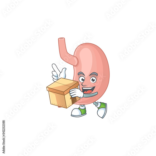 Stomach cartoon design style having gift box