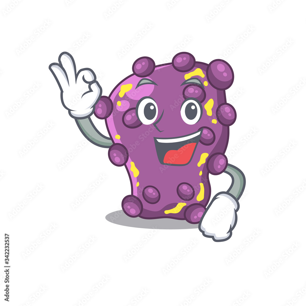 Fototapeta premium Shigella mascot design style with an Okay gesture finger
