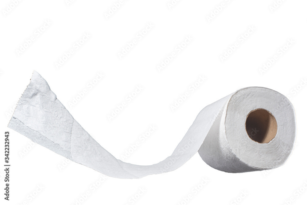 Rollo de papel higiénico con forma de ondas en el papel sobre un fondo  blanco Stock-Foto | Adobe Stock