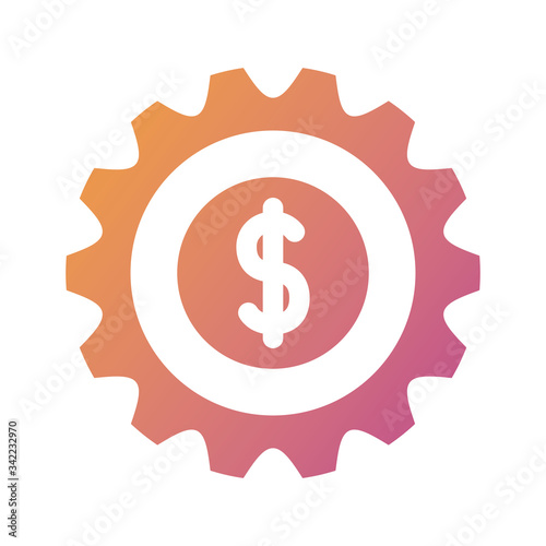gear with money symbol silhouette style icon