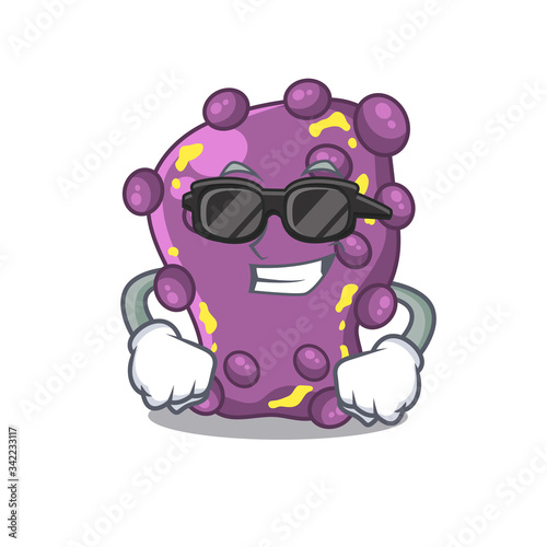 Cool shigella cartoon character wearing expensive black glasses